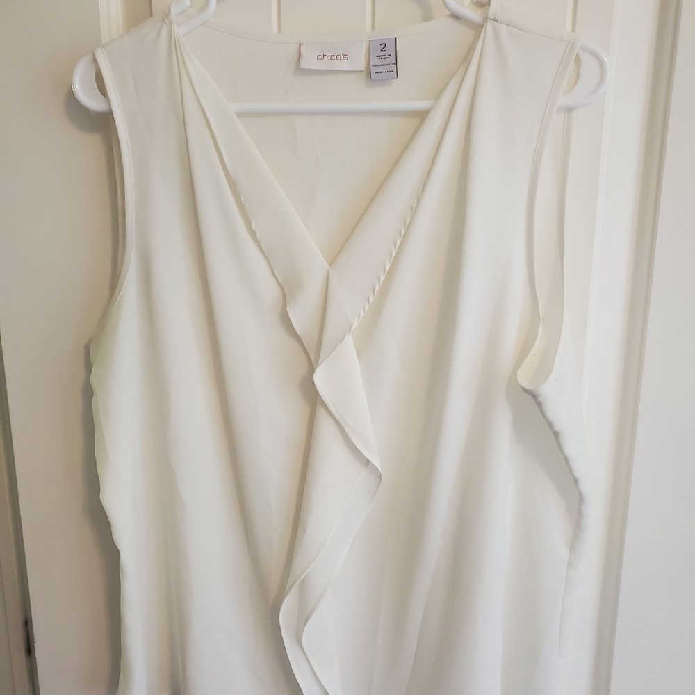 Chico's tank/blouse size 2 / size L, white/off white/cream color